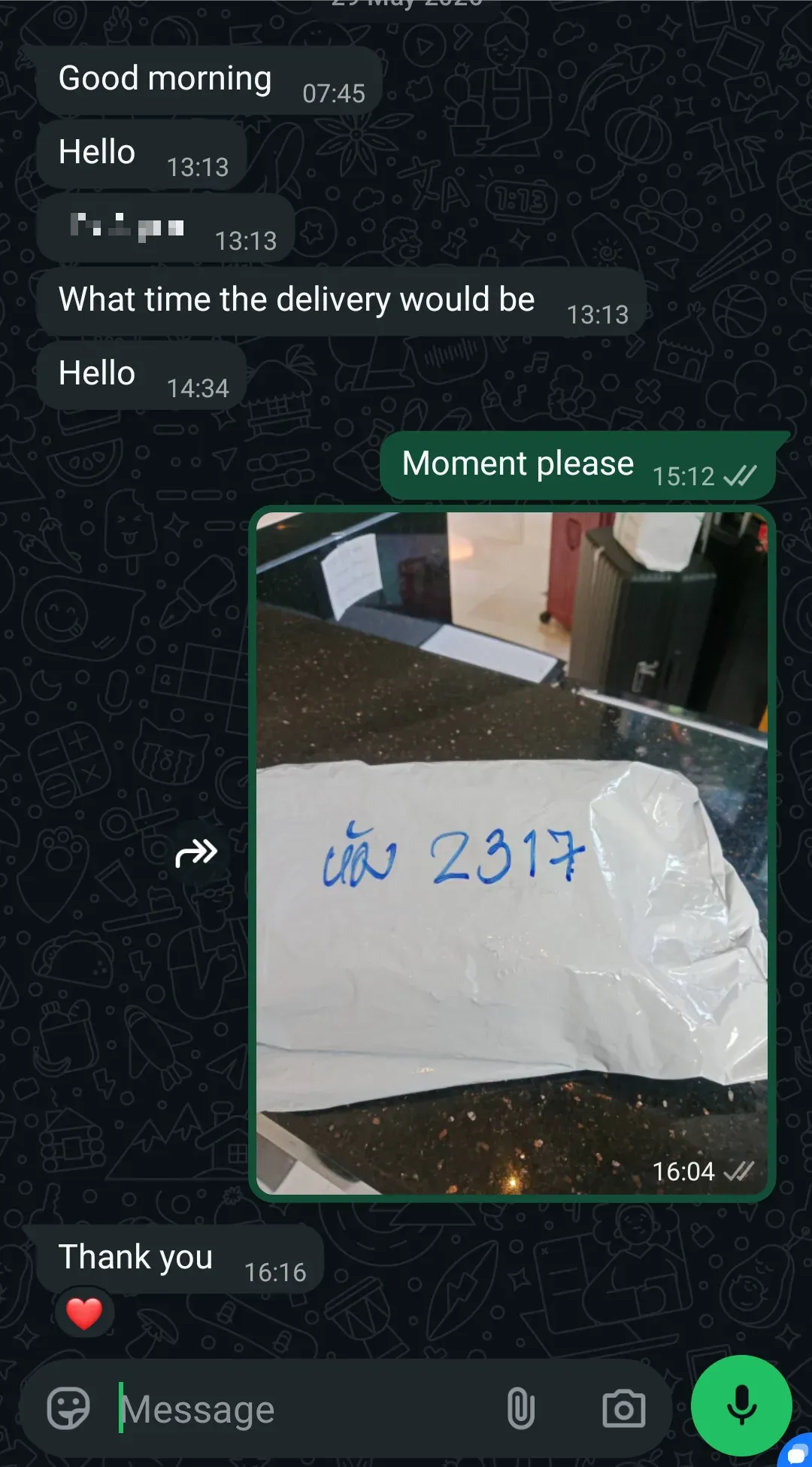 WhatsApp chat with a customer in Bangkok about TEREA Ruby Regular