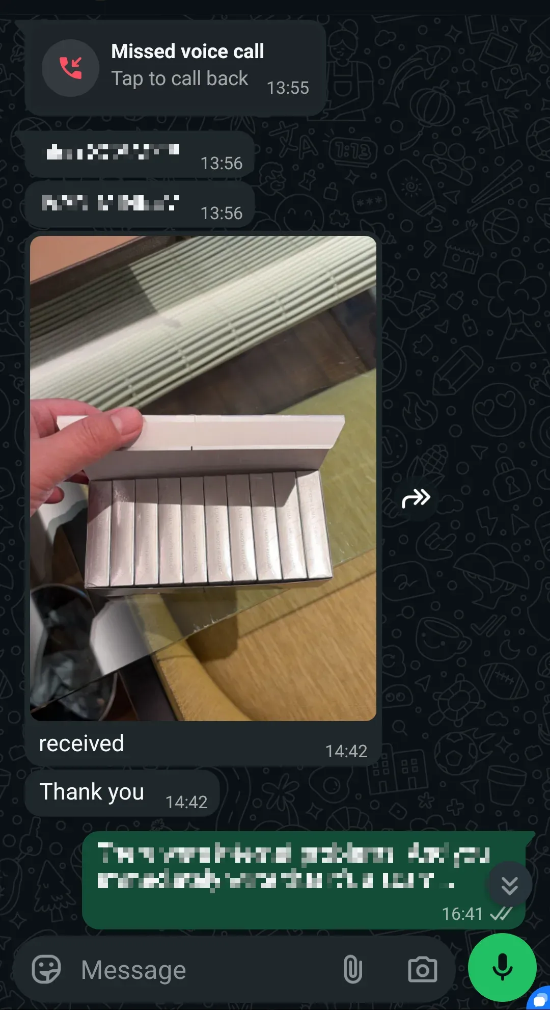WhatsApp chat with a customer in Bangkok about TEREA Smooth