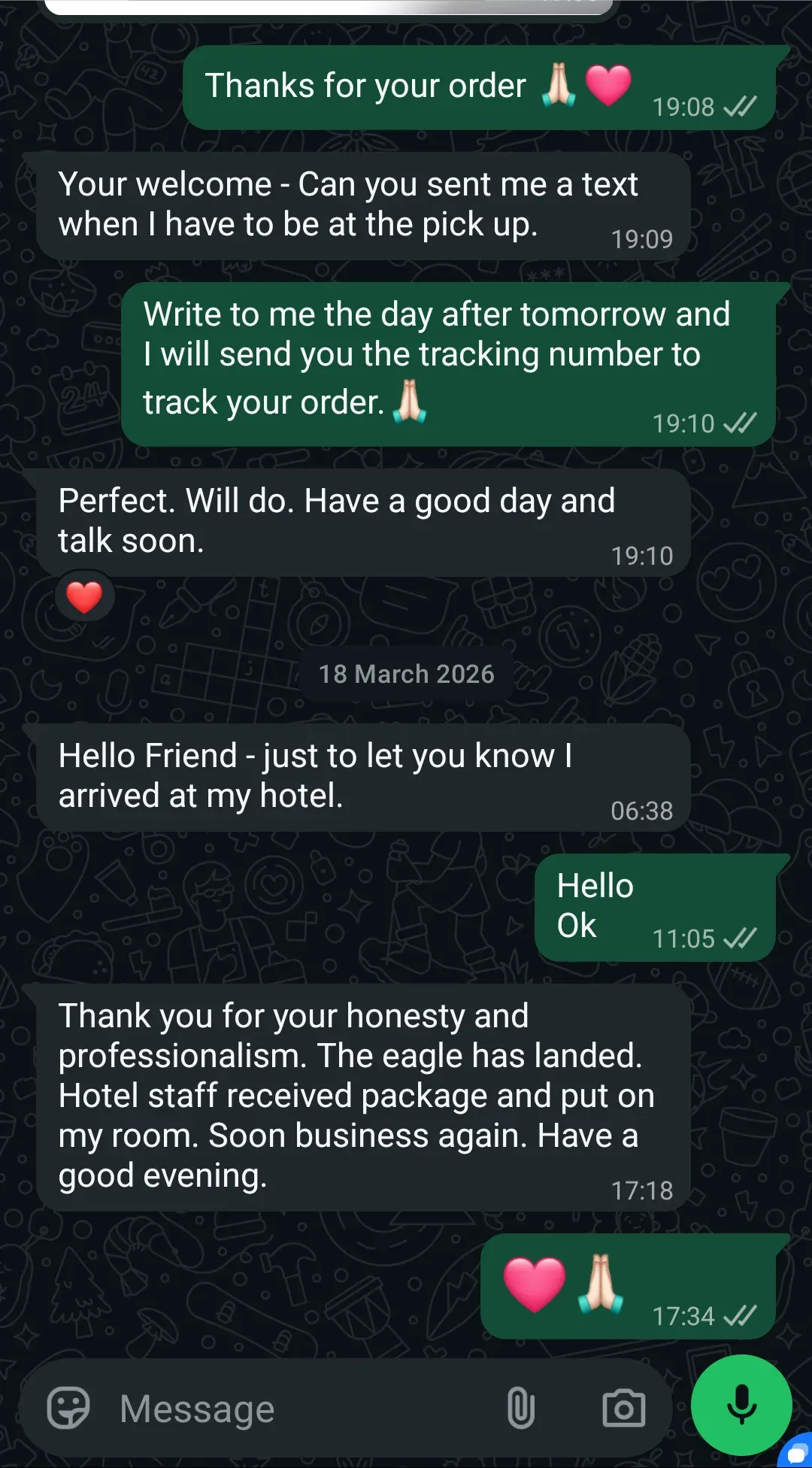 WhatsApp chat with a customer in Pattaya about TEREA Balance & Clear Regular