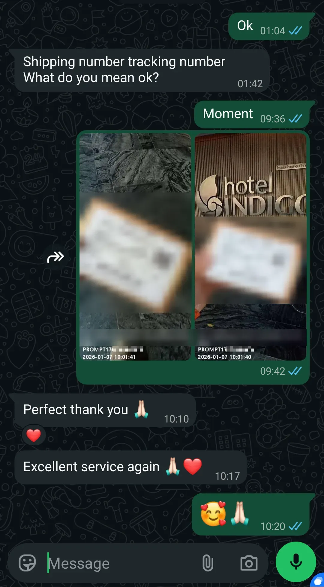 WhatsApp chat with a customer in Phuket about TEREA Sienna